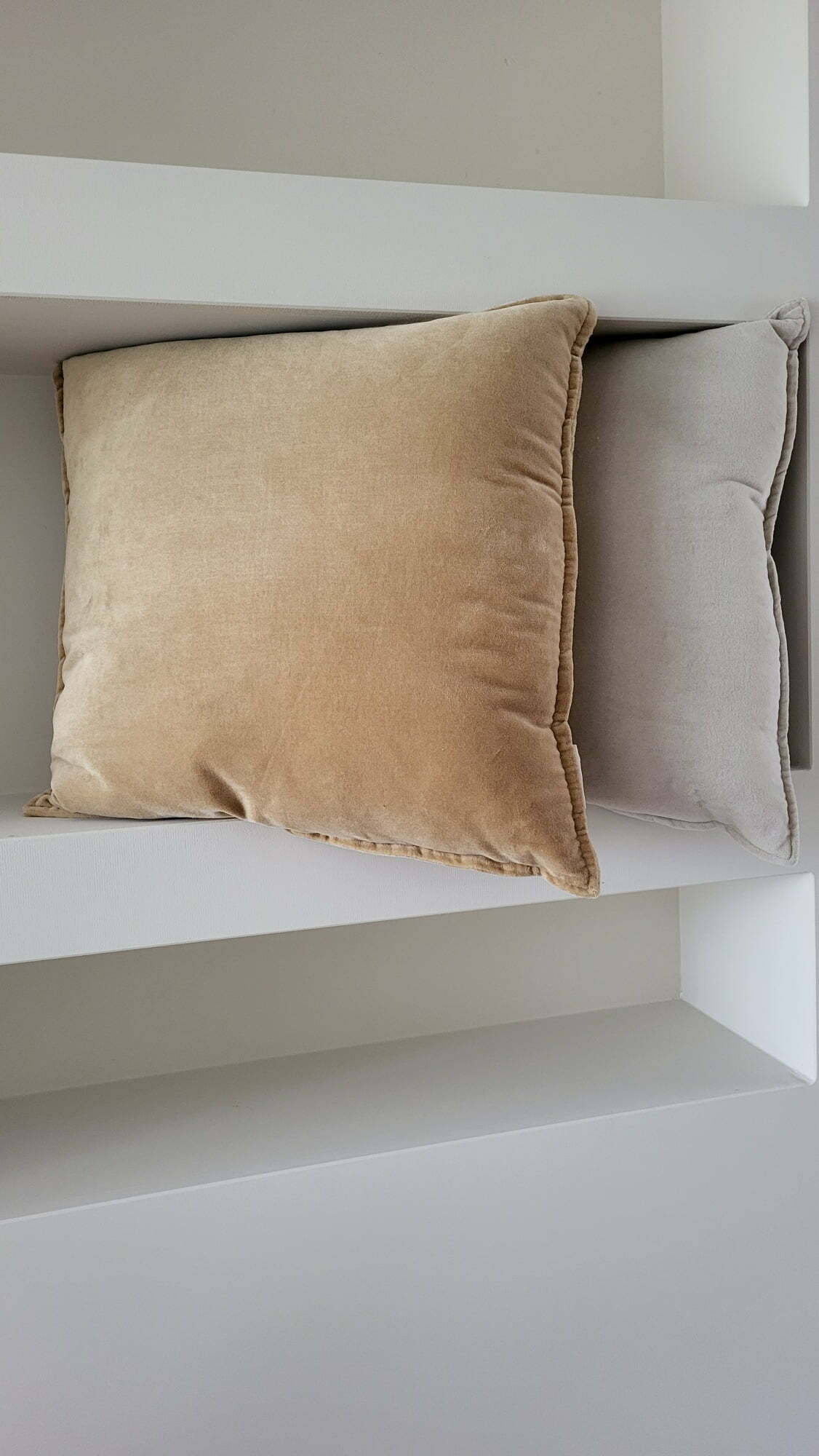 Velours Kussen lichtbeige