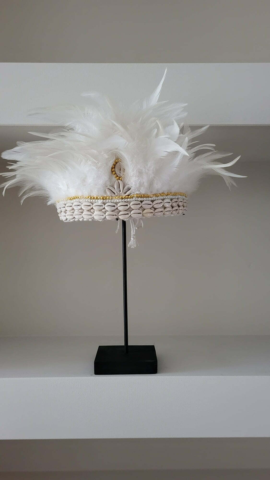 Boho Hat on stand White