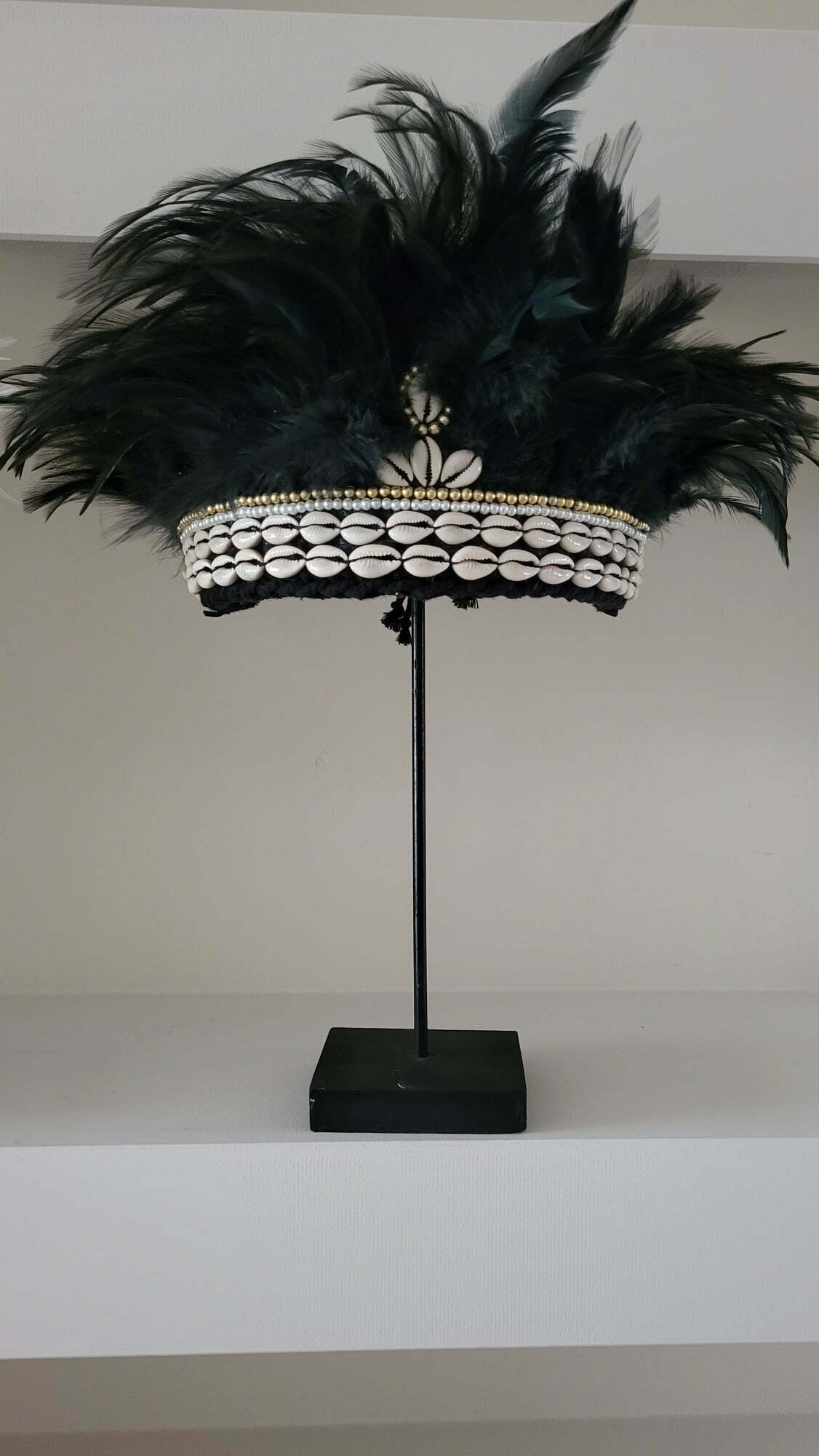 Boho Hat on stand Black