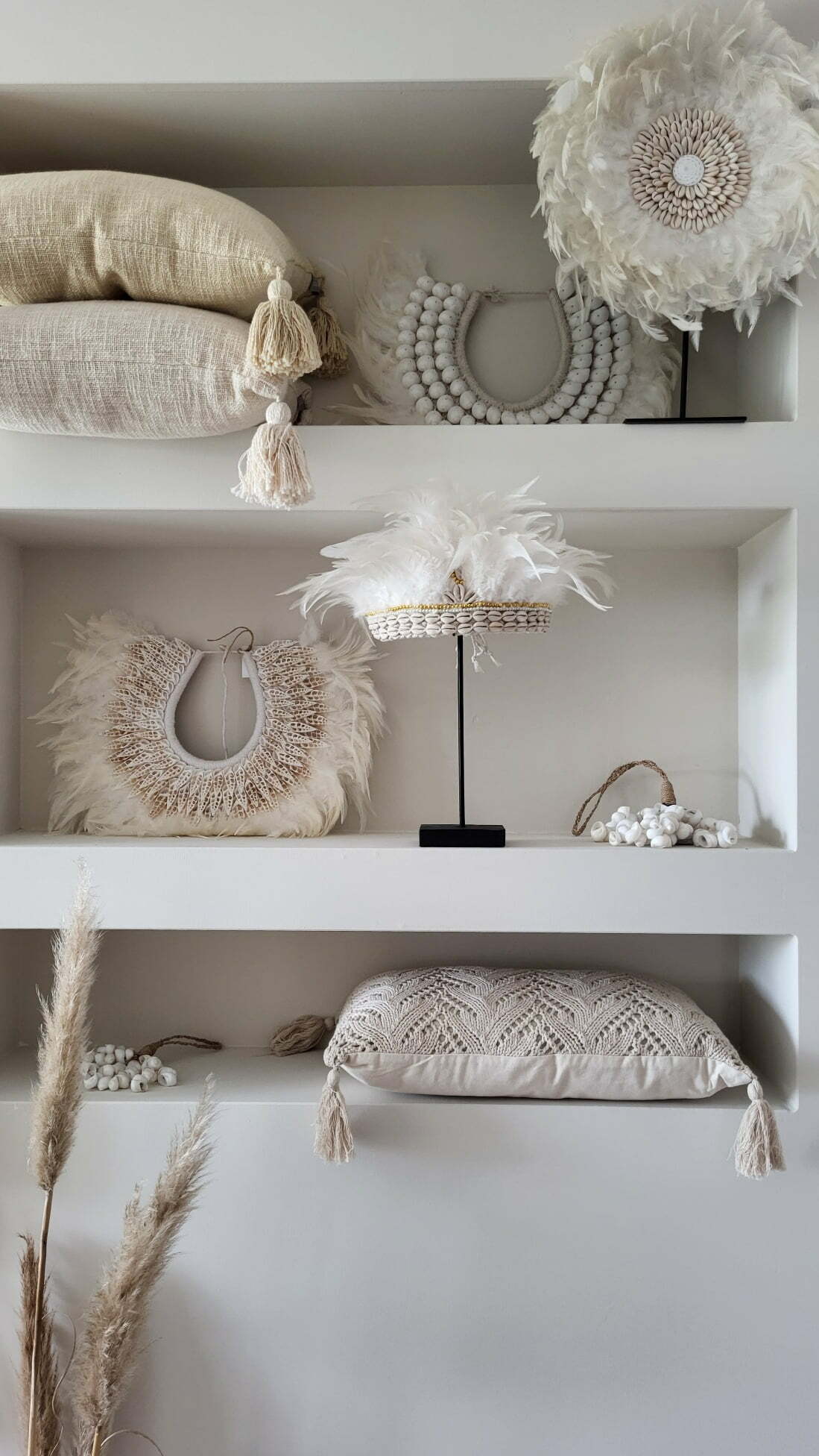 Boho Hat on stand White