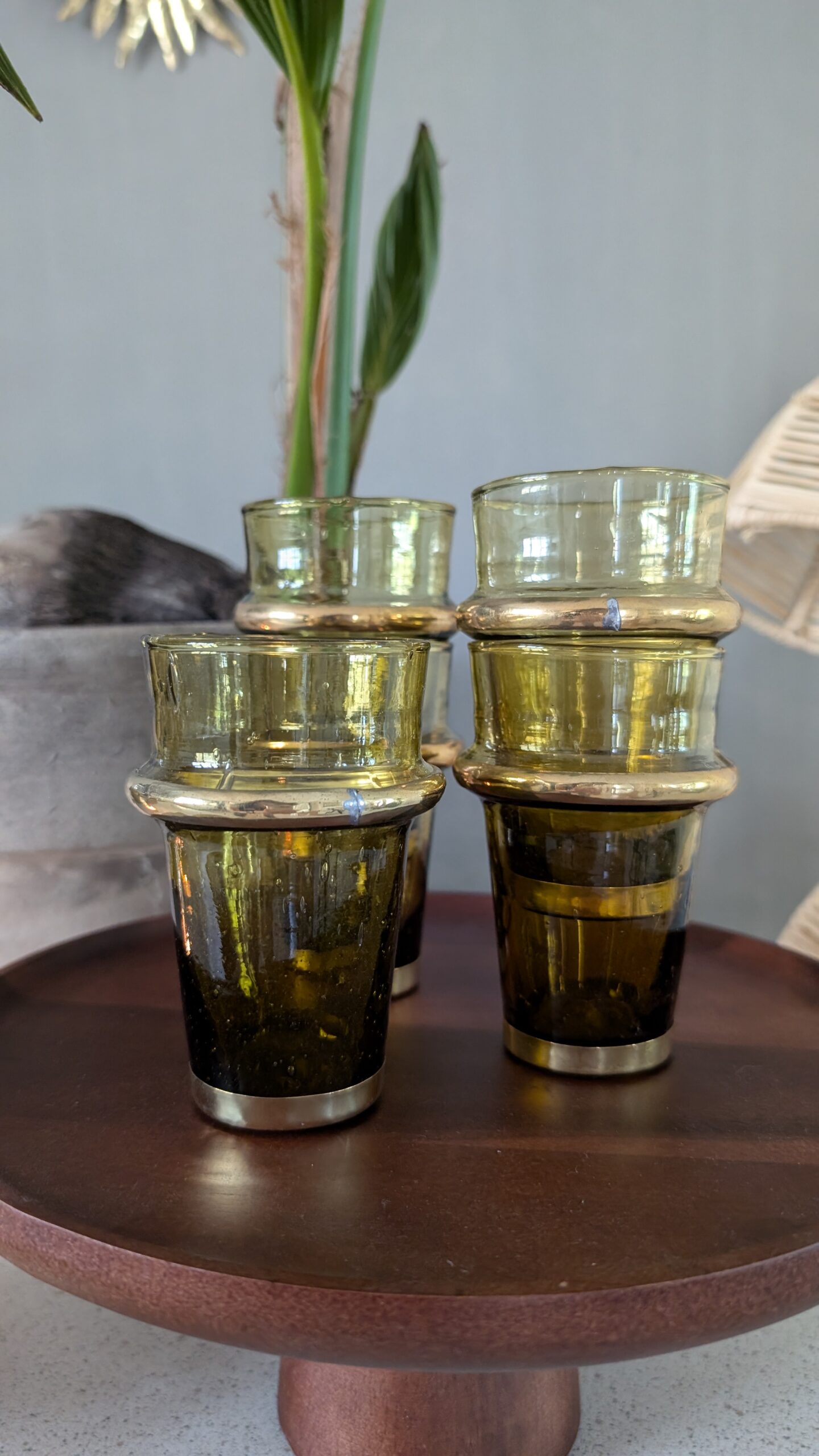 Beldi Glas Messing Smokey green